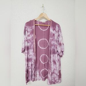 Easel women's purple cardigan, size medium, lightweight, tie dye, bohemian beach